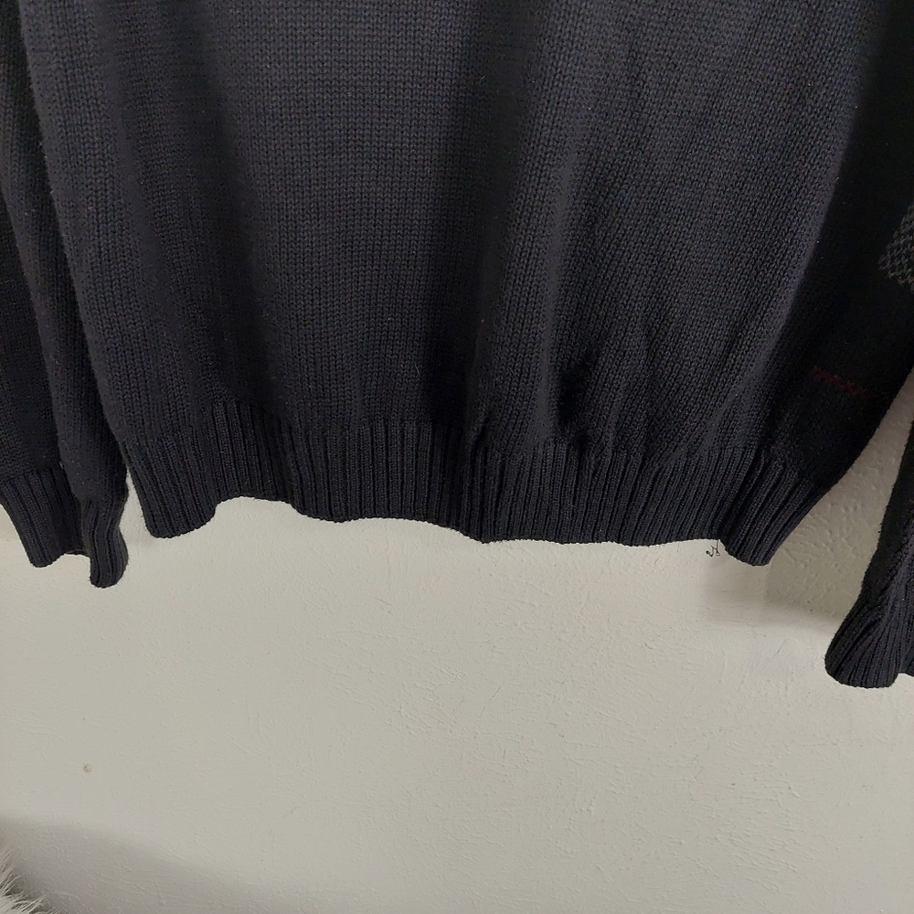 Tasso Elba Men's Size Large Zip-Front Cardigan Sweater Black Gray Plaid Pockets‎ - Picture 10 of 10